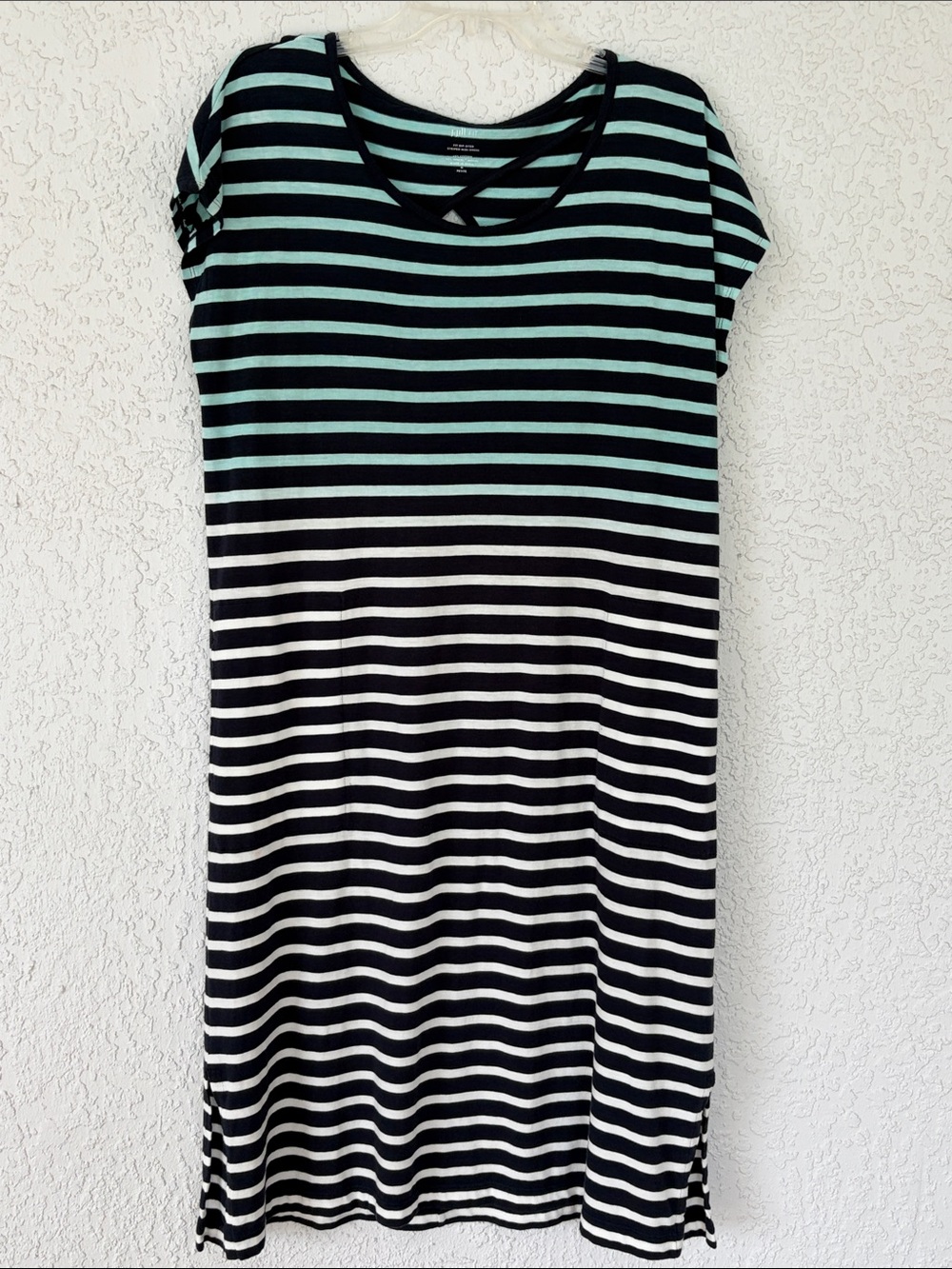 J. Jill fit dip-dyed Mint and Black Striped Midi Dress size MP